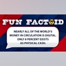 Nearly all of the world’s money in circulation is digital. Only 8 percent exists as physical cash.
