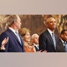 President George W. Bush, former first lady Laura Bush and former President Barack Obama