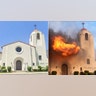 Un incendio estalla en una ventana de la Iglesia de la Comunidad de Altadena, el miércoles 8 de enero de 2025, en la sección del centro de Altadena de Pasadena, California. 