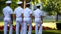 Cadets are seen marching on the campus of the U.S. Naval Academy in Annapolis, Md. Staff at the school have been told that the school is closing DEI offices to align with Trump executive orders, according to an email obtained by Fox News. - Fox News