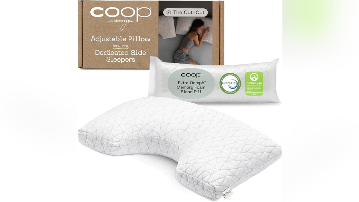 The Coop Sleep Goods Eden Pillow is a standout choice for side sleepers thanks to its adjustable memory foam fill and innovative cutout design.