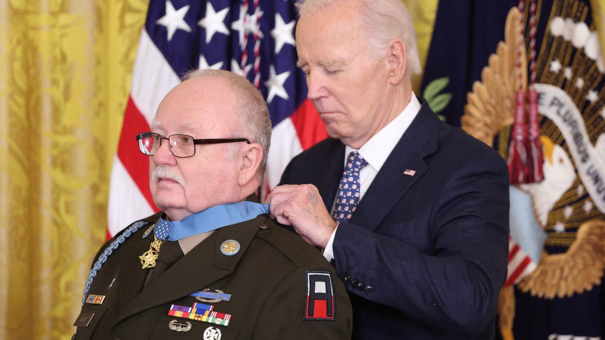 President Biden presents the Medal of Honor to a Vietnam War veteran.