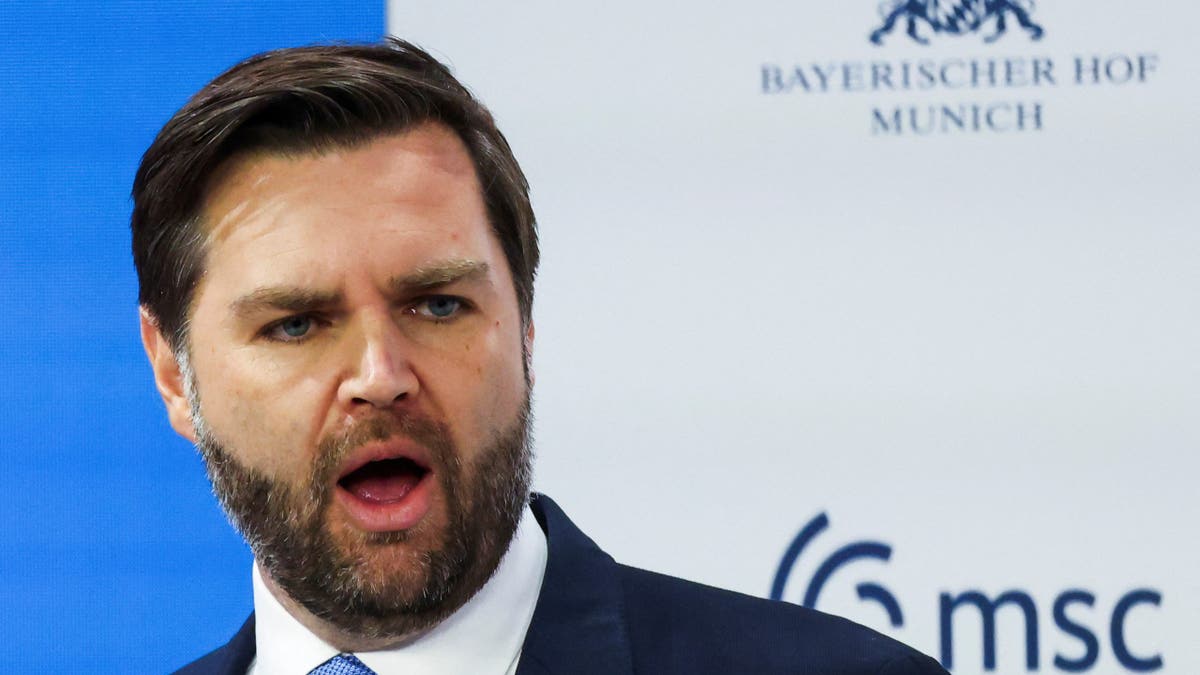 U.S. Vice President JD Vance speaks at the Munich Security Conference (MSC) in Munich, Germany February 14, 2025.