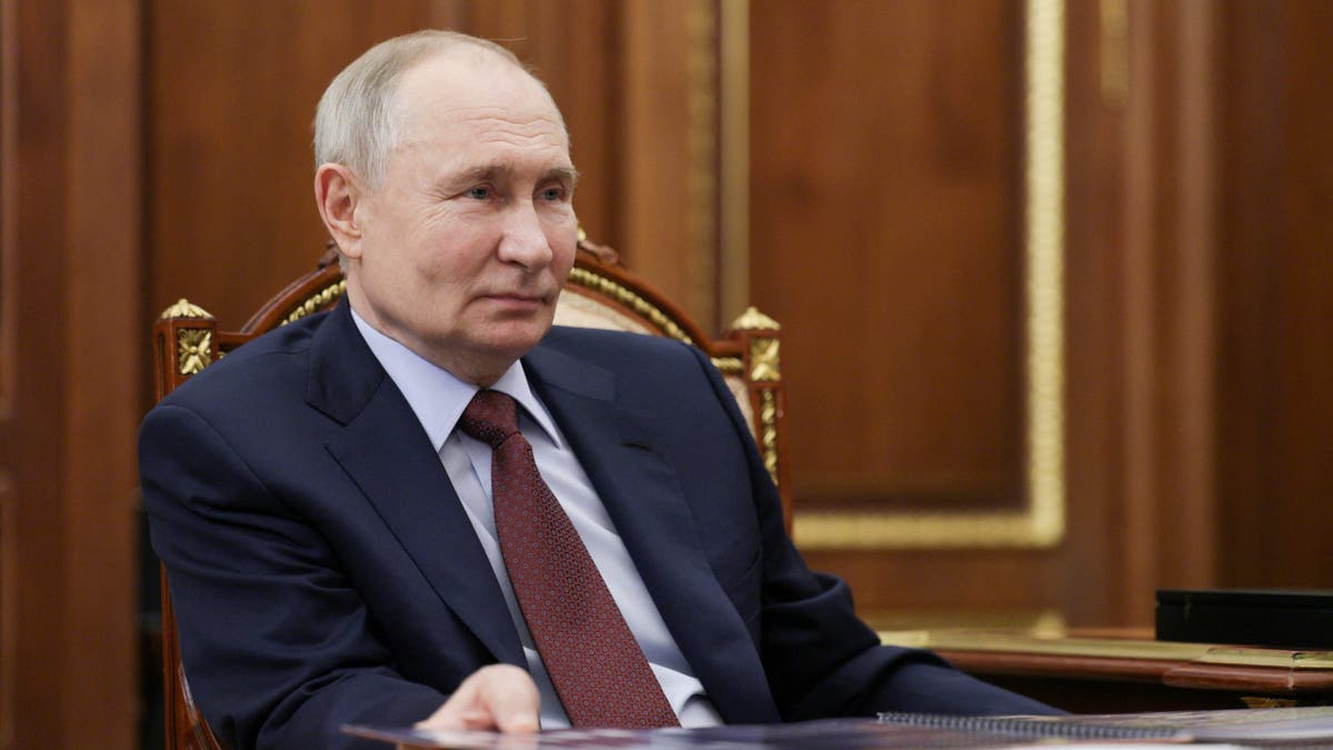Russian President Vladimir Putin attends a meeting with Governor of Kamchatka Territory Vladimir Solodov in Moscow, Russia, February 17, 2025