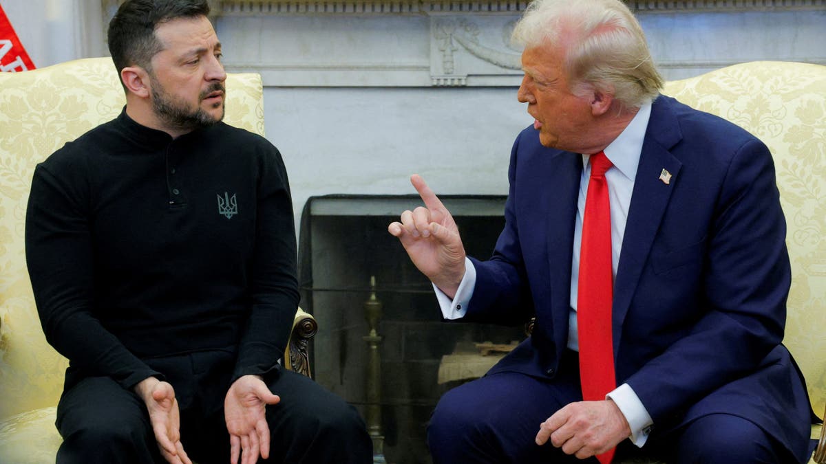 Ukrainian President Volodymyr Zelenskyy, left, and President Donald Trump meet at the White House in Washington, D.C., on Friday.