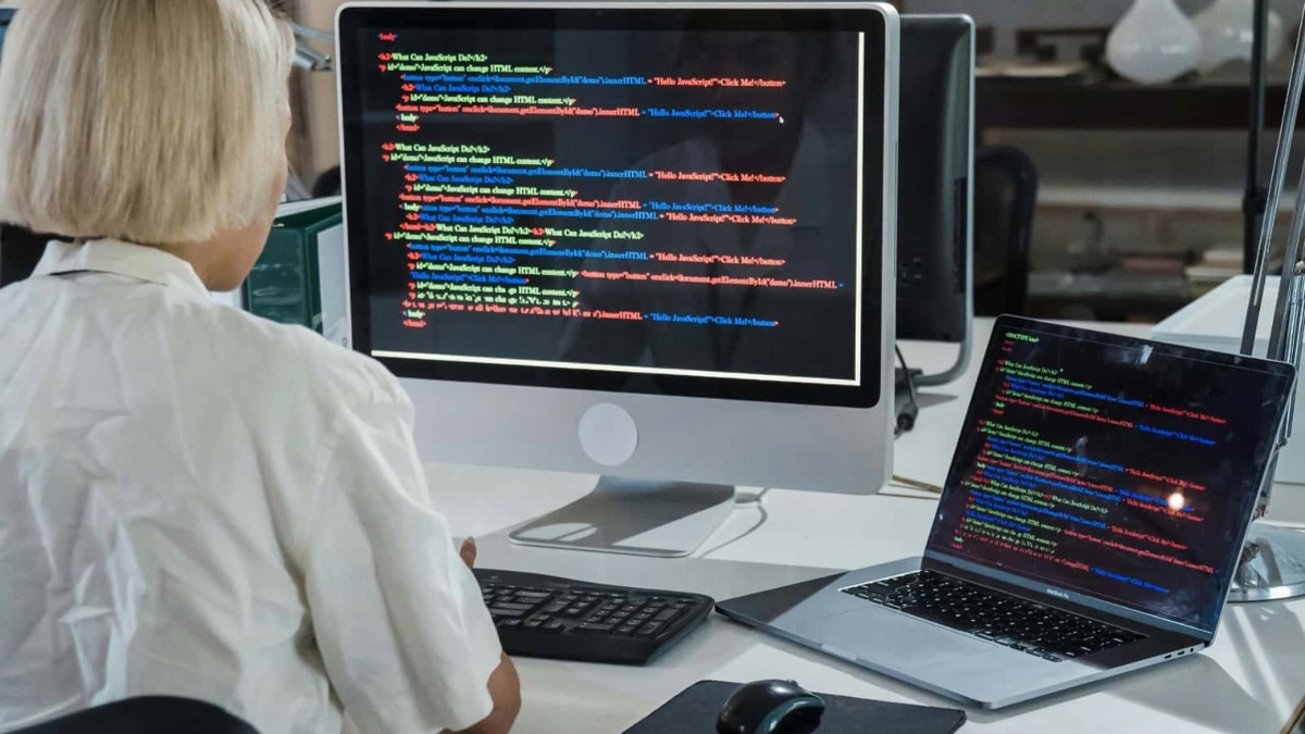 woman working on desktop