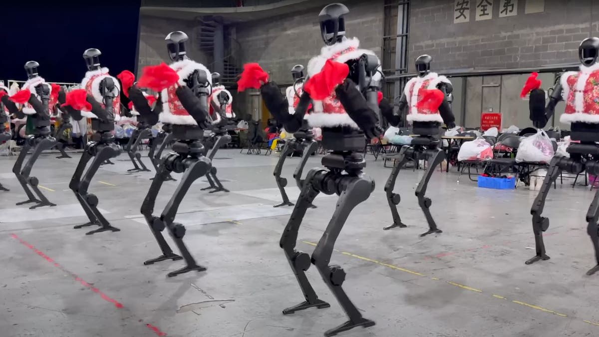 Robots humanoides Bust Dance Moves junto a los humanos