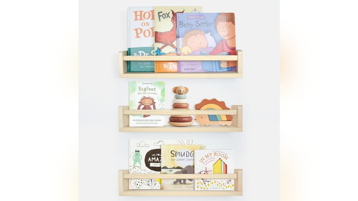 Shelves give you a place to put books and toys. 