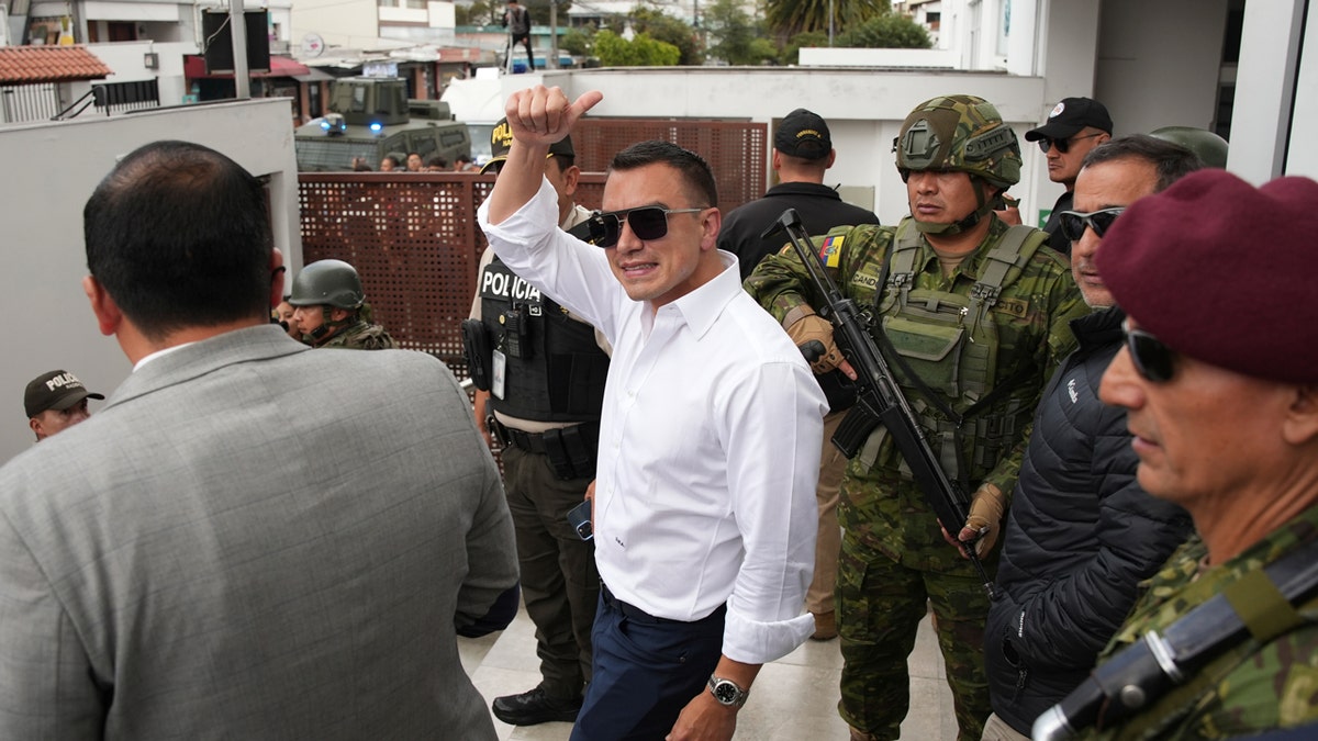 Ecuador's President Daniel Noboa votes in Ecuador's presidential election.