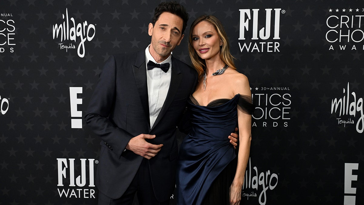 Adrien Brody and Georgina Chapman on the red carpet.