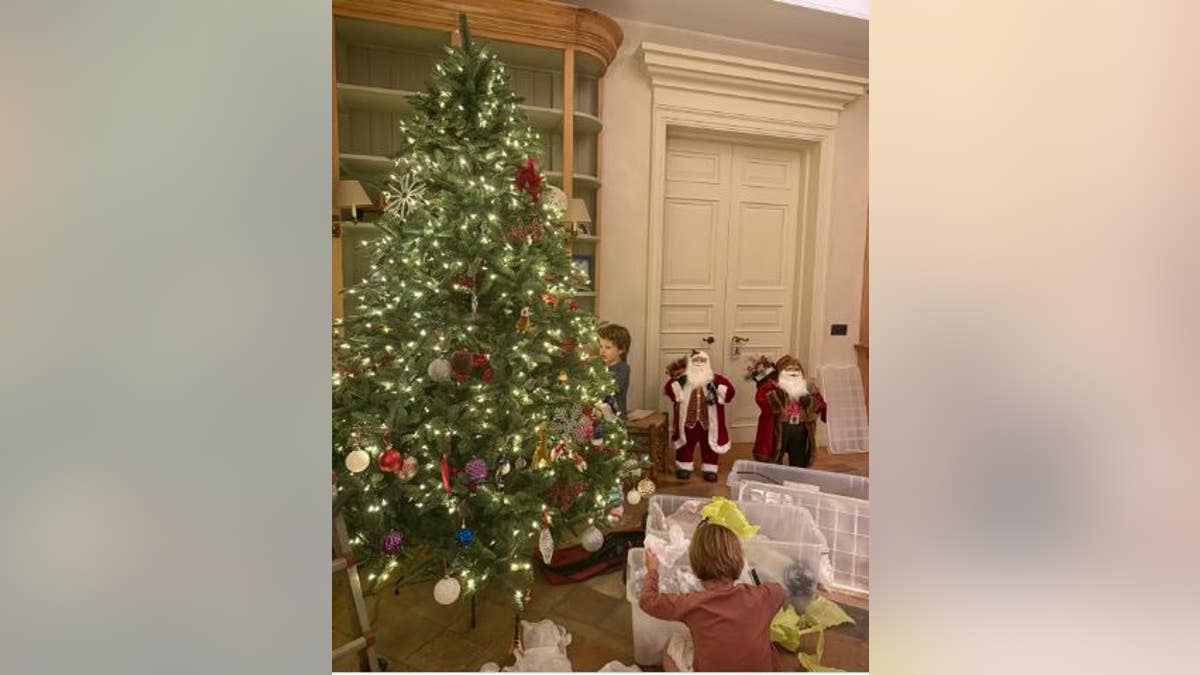 Alejandra Silva showing her Christmas tree at their home in Spain