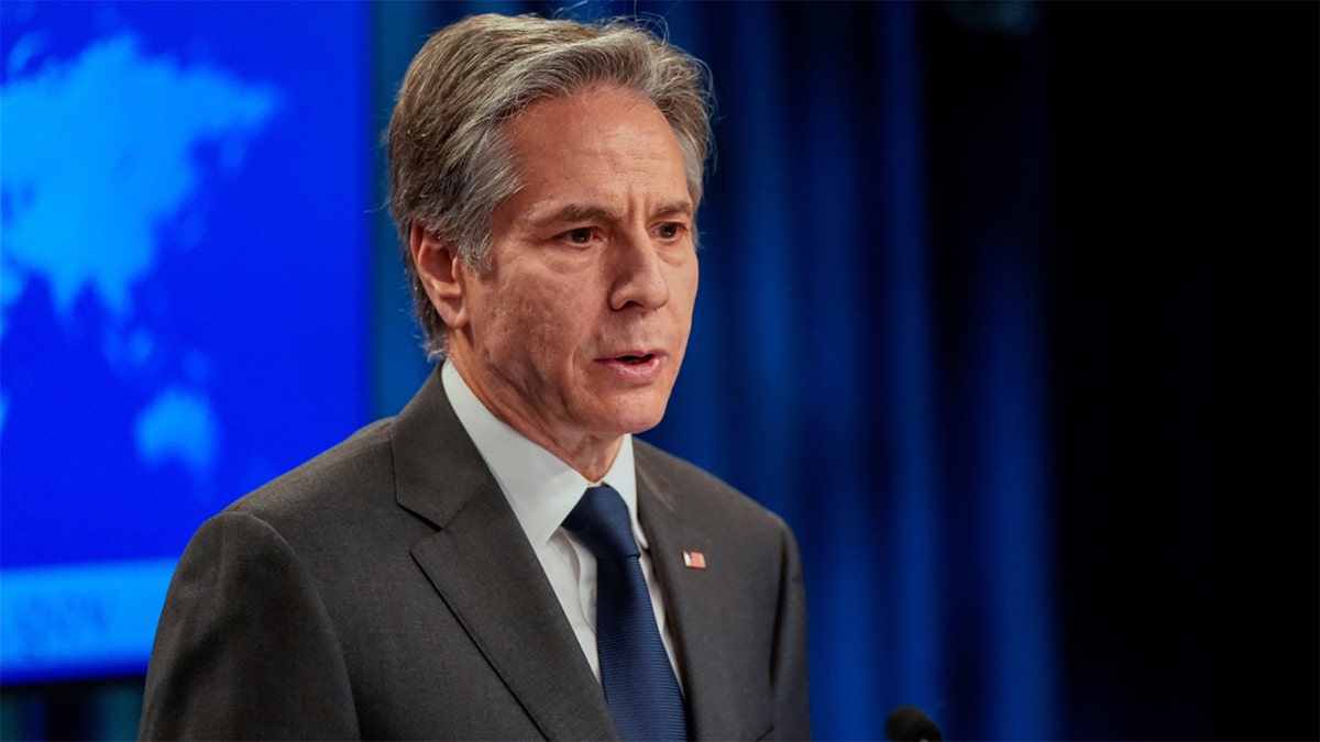 U.S. Secretary of State Antony Blinken discusses Russia's invasion of Ukraine during a news conference, at the State Department in Washington, U.S., March 2, 2022.