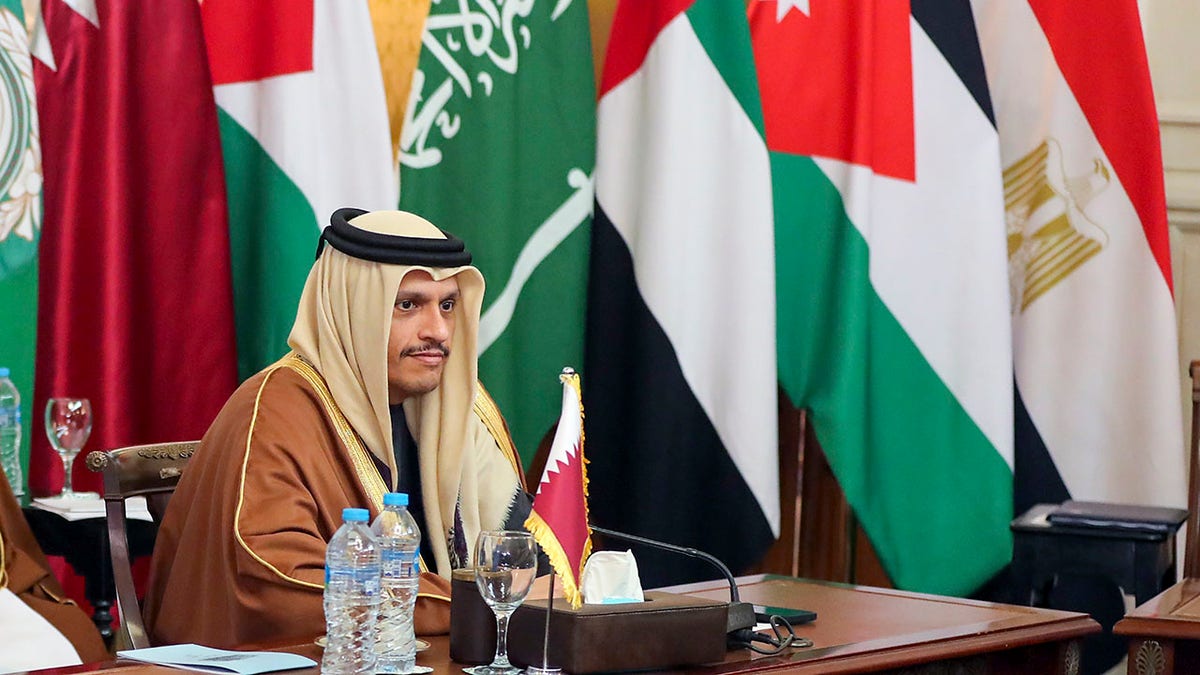 Qatar's prime minister and foreign minster at Cairo meeting