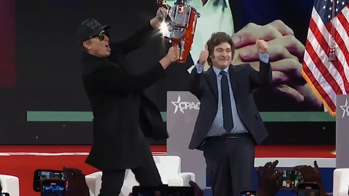 Musk with the Argentine president on the CPAC stage