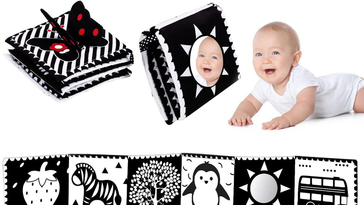 High contrast toys are great for tummy time.