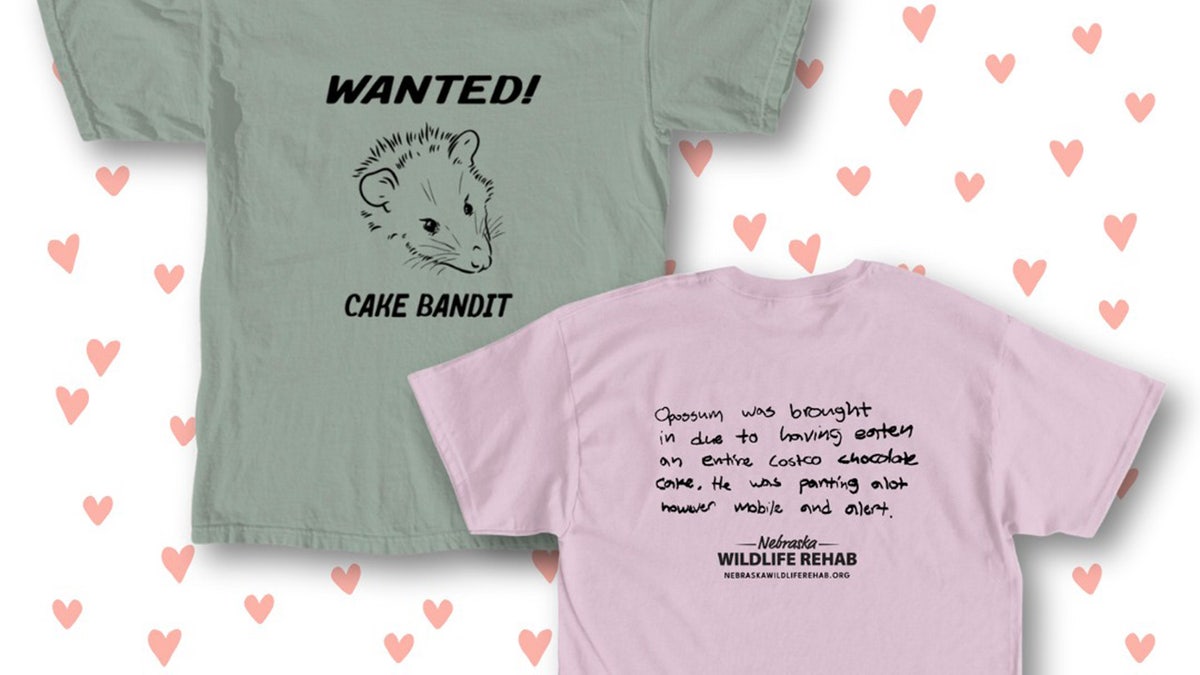 The "cake bandit" shirts being sold.