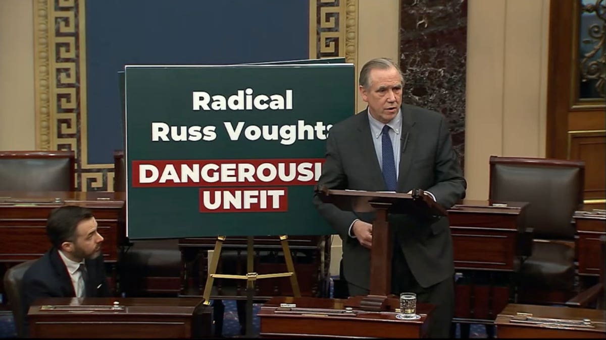 Democrats kept the Senate in session all night to delay a vote to confirm Russell Vought to serve as OMB director.