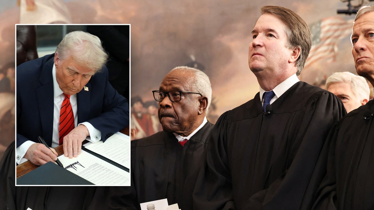 Donald Trump unterschreibt einen von Scotus Justices geteilten Executive Order, der sich auf den SCOTUS -Richter befindet