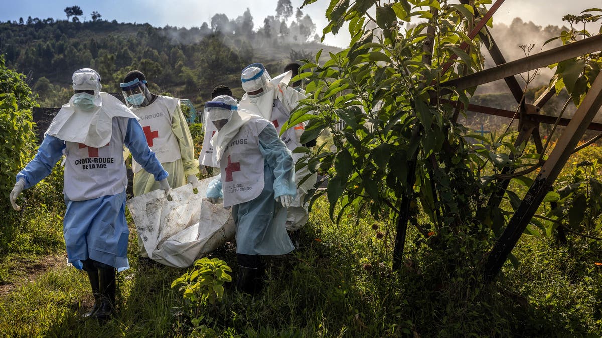 Recent clashes in the same Lubero district where the massacre of Christians took place show members of the Congolese Red Cross carrying body bags containing human remains during a mass burial for victims of the clashes in eastern Democratic Republic of Congo at Musigiko cemetery in Bukavu on Feb. 20, 2025. It is not clear from the picture whether the two events are related. The army of the Democratic Republic of Congo (DRC) on February 20, 2025, urged on local airwaves the soldiers fleeing in the eastern province of North Kivu to rejoin their units and continue the fight to counter the advance of the M23 rebels. In Lubero, a town toward which the M23 is advancing, 250 km north of the provincial capital Goma, taken on January 28, terrified residents reported to AFP Congolese soldiers in disarray shooting in the town and engaging in looting.