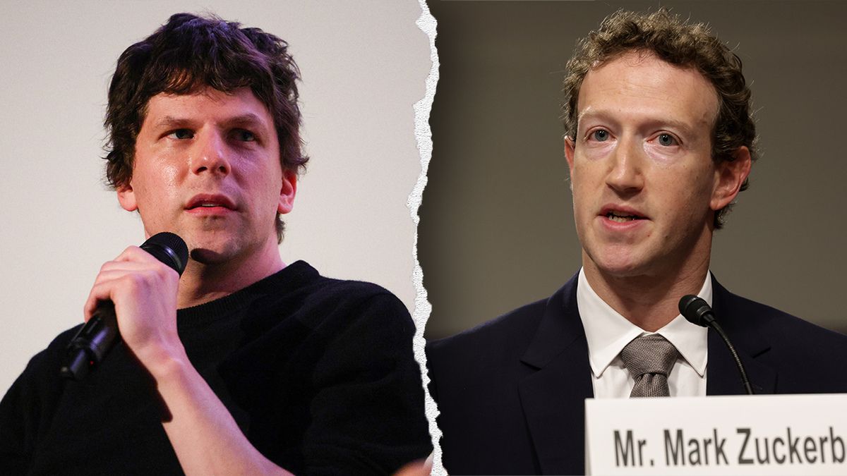 Jesse Eisenberg and Mark Zuckerberg