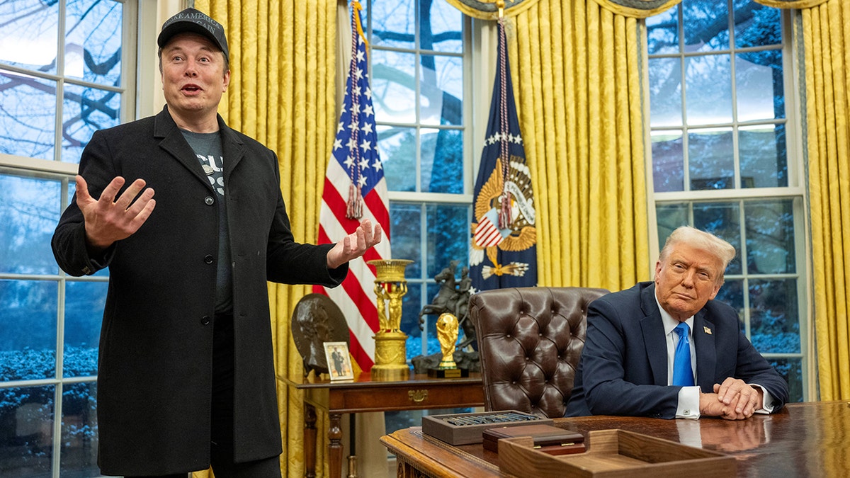 Elon Musk and President Donald Trump in the Oval Office