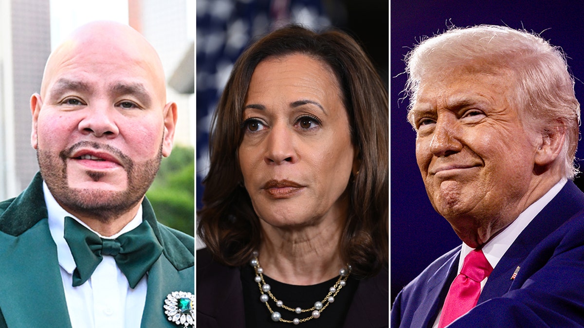 Left: Fat Joe; Center: Kamala Harris; Right: Donald Trump