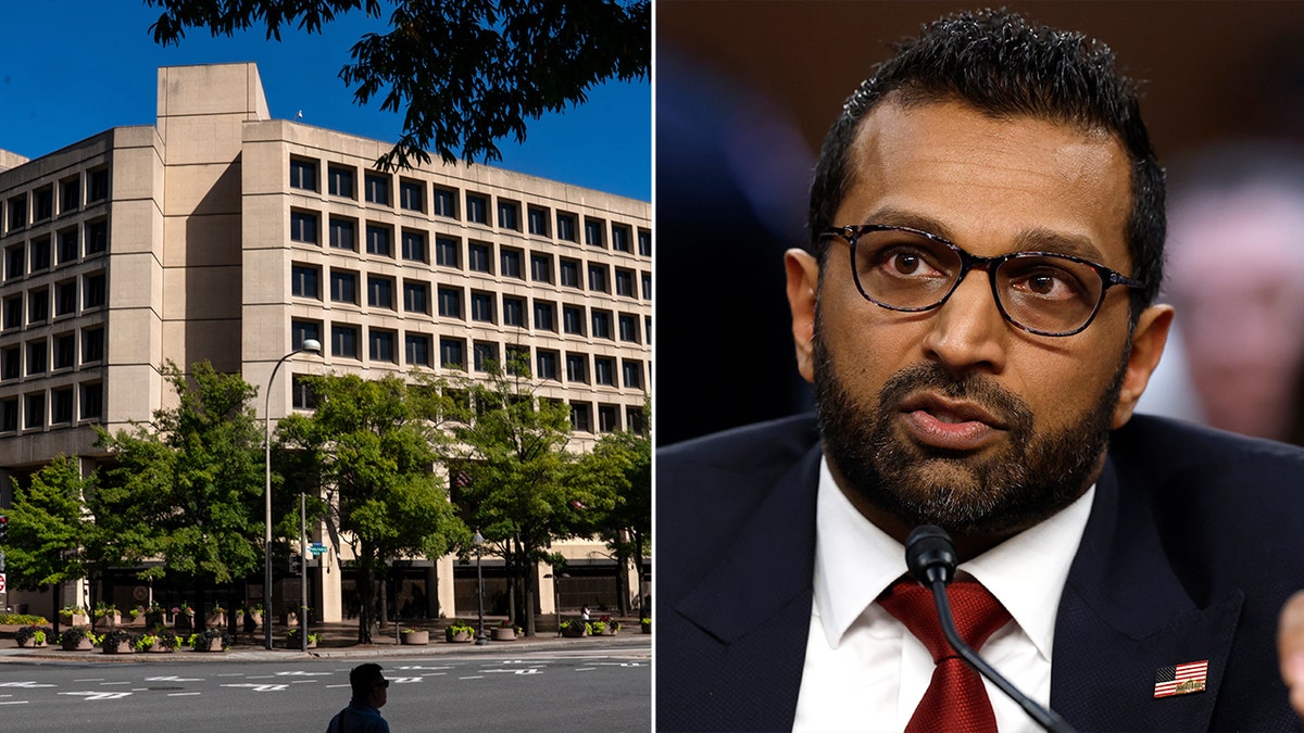 Naast het hoofdkantoor van de FBI in Washington, is DC en FBI -directeur Kash Patel de genomineerde voor Trump. Foto door Getty Image/AP.