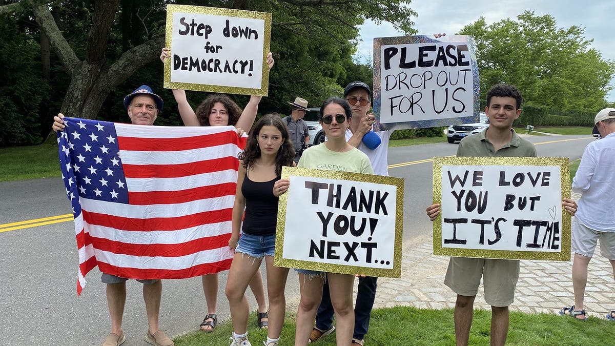 Demonstrators Outside A Hamptons Fundraiser For President Joe Biden