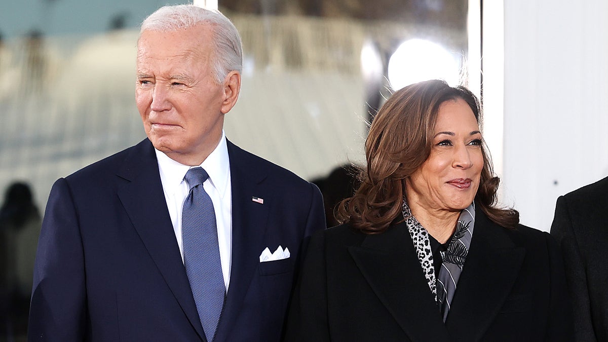 Credit for the ceasefire was claimed by both President Donald Trump and former President Joe Biden, pictured here with former Vice President Kamala Harris, with Biden taking a victory lap for the achievement in the opening remarks of his farewell address to the nation.  