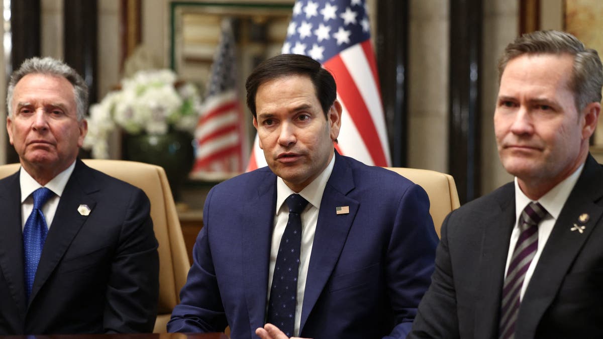 Secretary of State Marco Rubio, center, U.S. National Security Advisor Mike Waltz, right, and U.S. Middle East envoy Steve Witkoff attend an interview after meeting with Russian Foreign Minister Sergei Lavrov and Russian President Vladimir Putin's foreign policy advisor, Yuri Ushakov, in Riyadh, Saudi Arabia, last week.