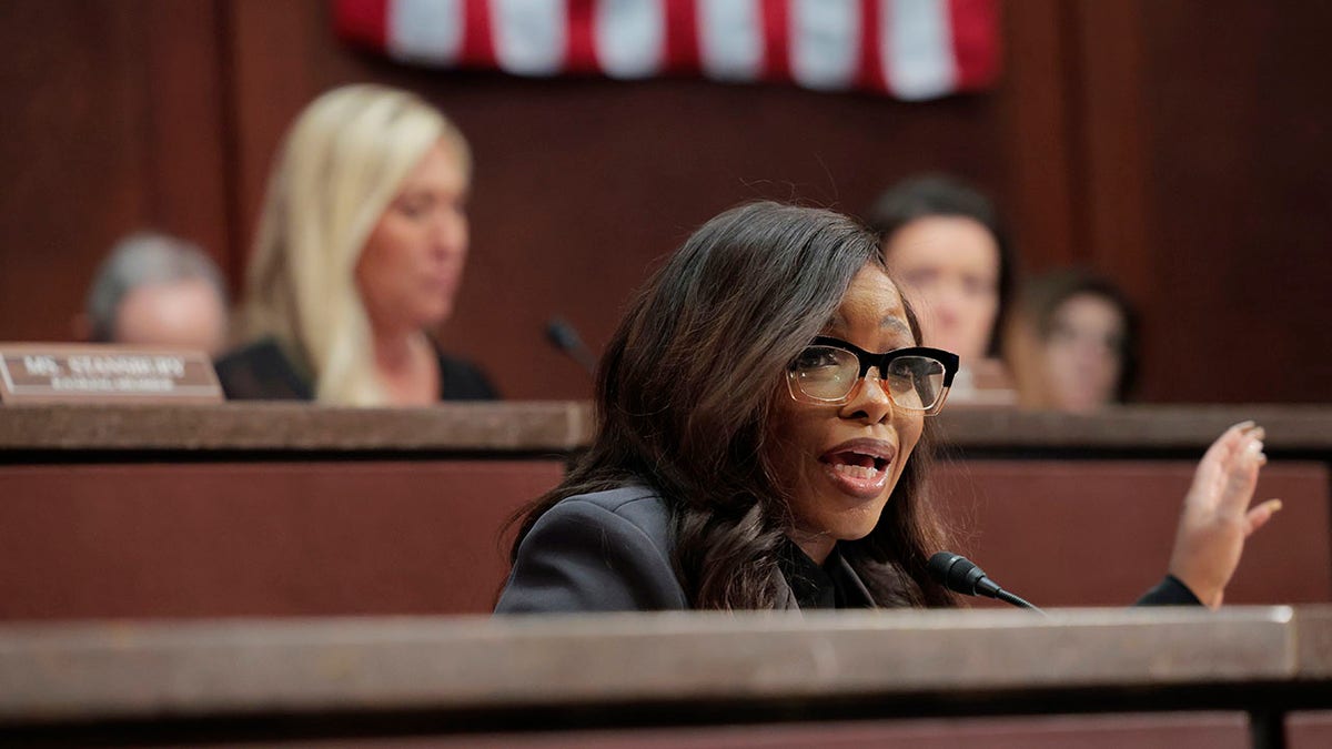 Rep. Jasmine Crockett (D-Texas) speaks during a hearing with the Subcommittee on Delivering On Government Efficiency.