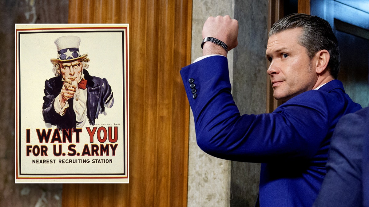 Army's recruitment poster with Defense Minister Pete Hegseth