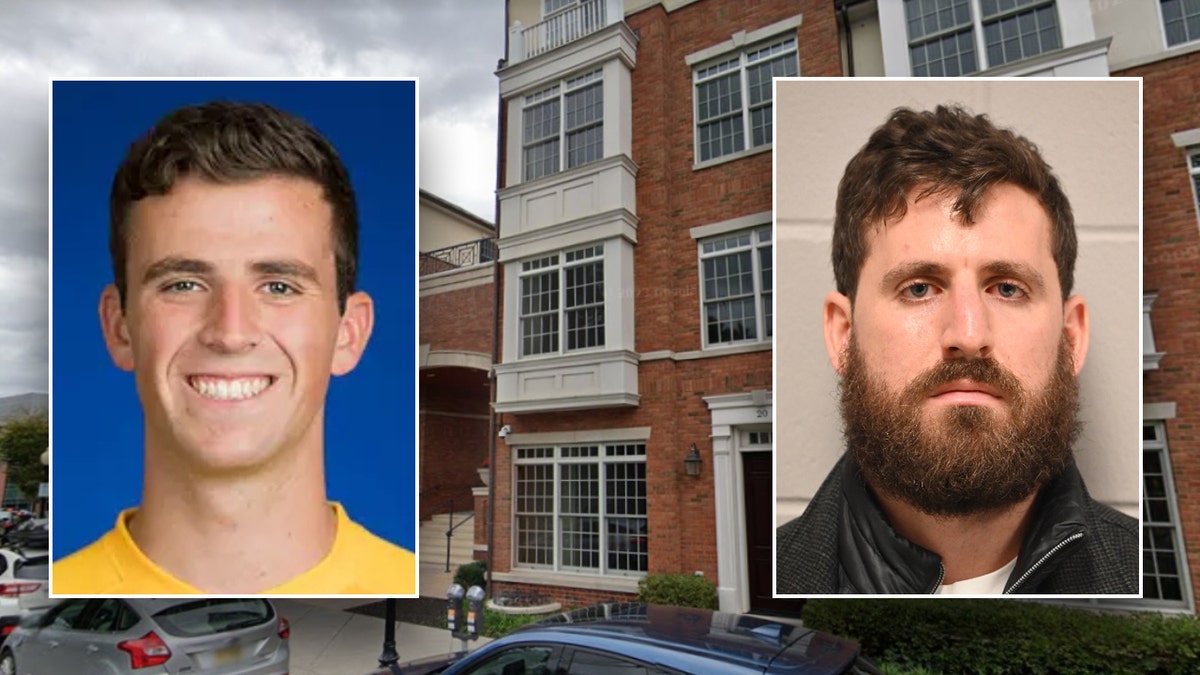 Photos of Joseph Hertgen (left) and Matthew Hertgen (right) about a photo of the Apartamentos complex where Joseph was found dead on February 22