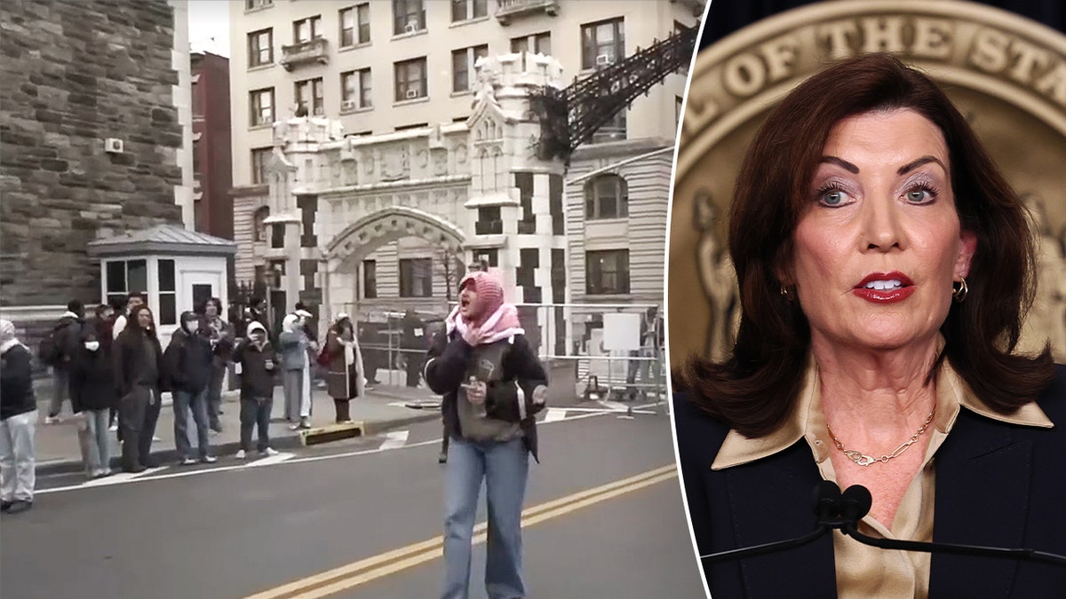 Hochul's press conference was canceled after a protest erupted on Thursday.