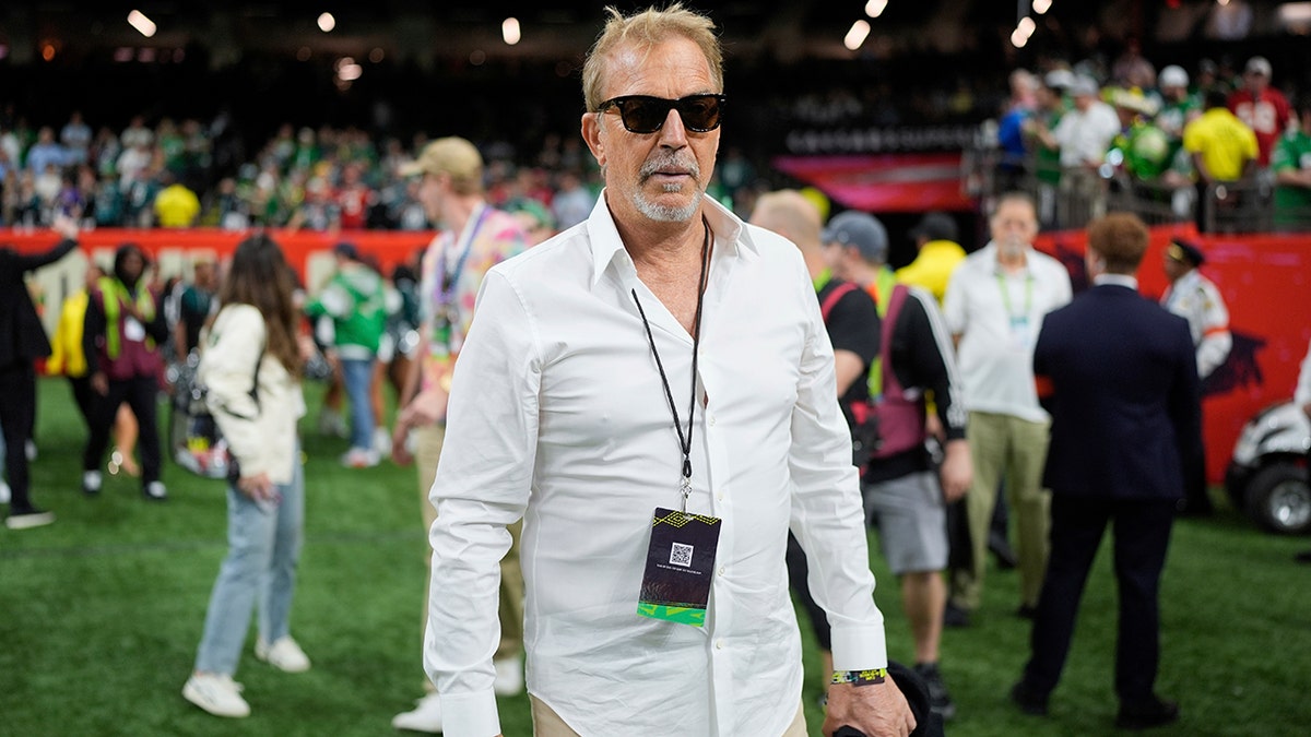 Kevin Costner at the Super Bowl