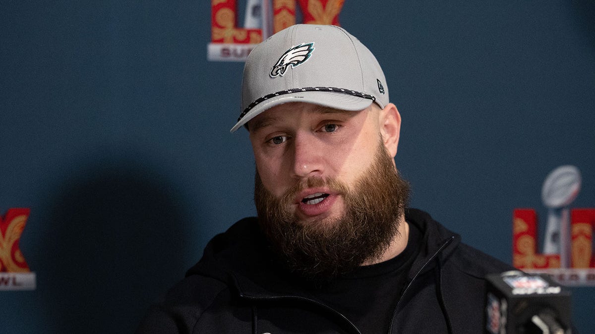 Lane Johnson speaks to journalists