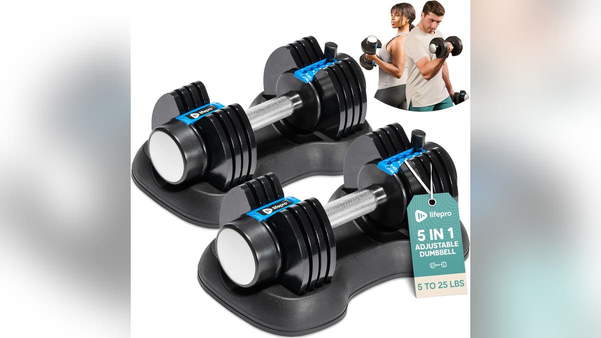 These dumbbells adjust easily.