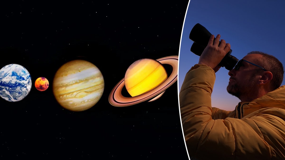 man gazing up at stars for planet parade