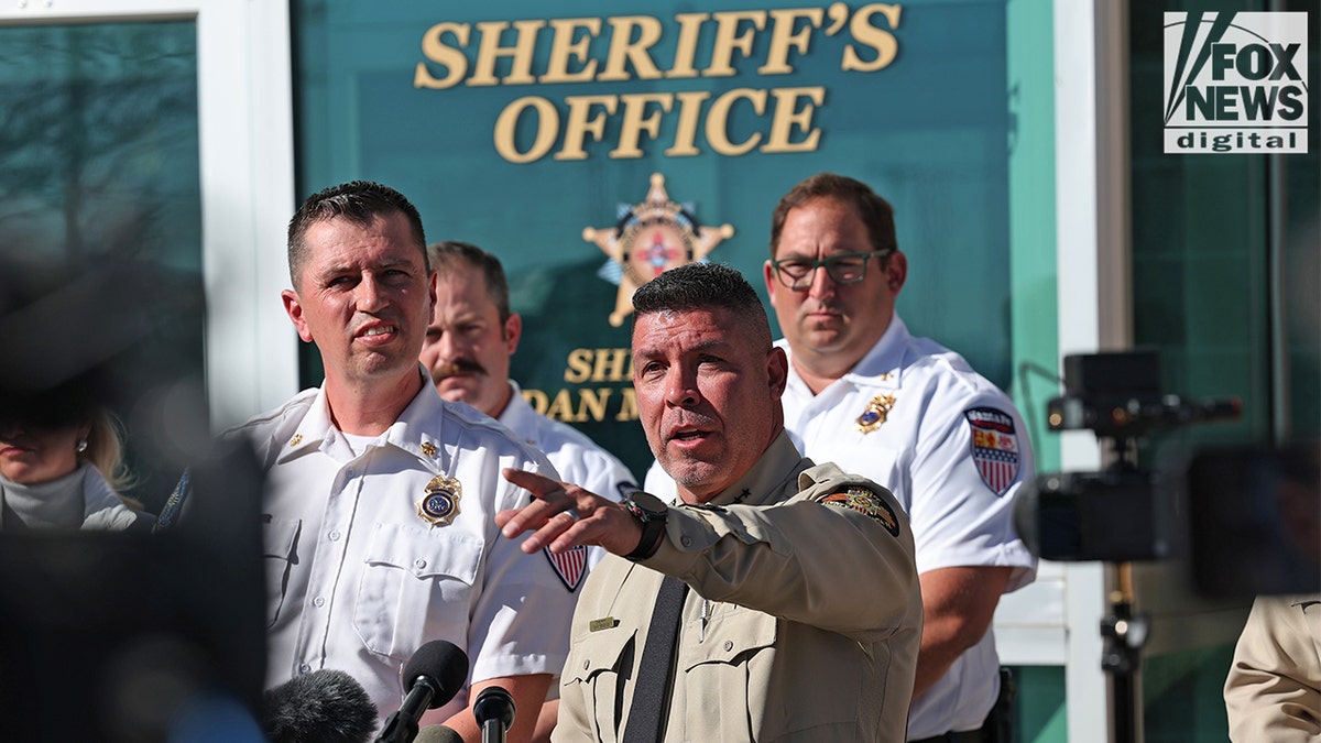 Mendoza speaking at a press conference concerning the death of Gene Hackman.