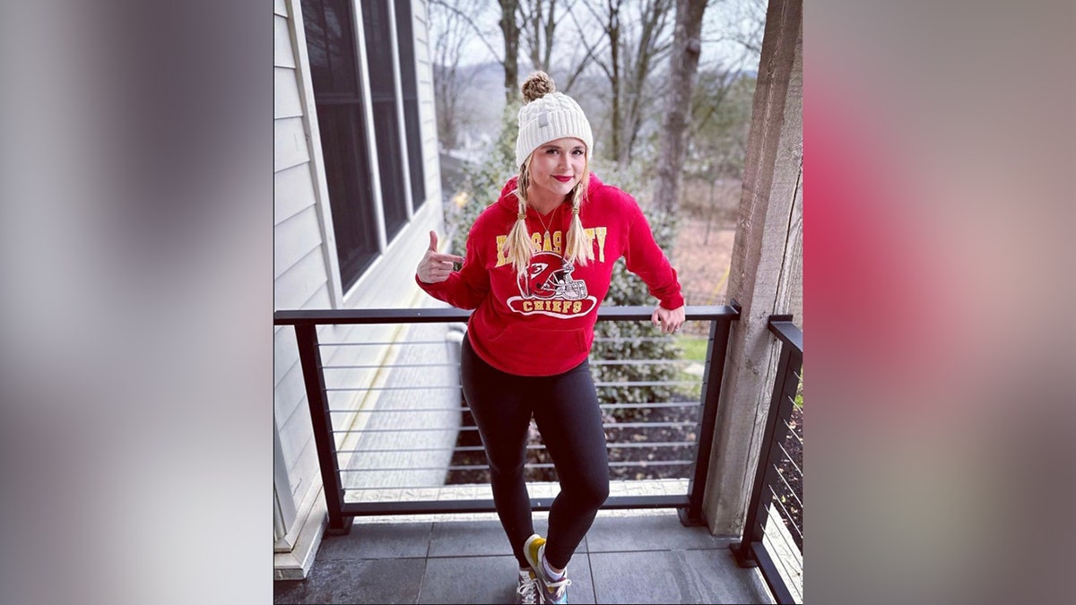 Miranda Lambert decked out in Chiefs gear.