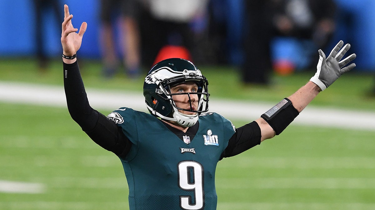 Nick Foles celebrates