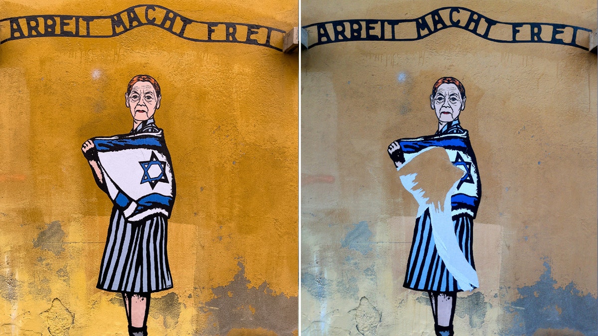 Mural showing a national survival before and after decree