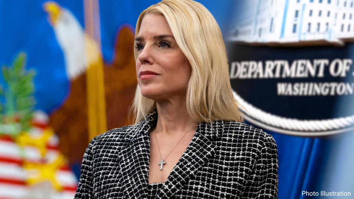 Pam Bondi and DOJ logo