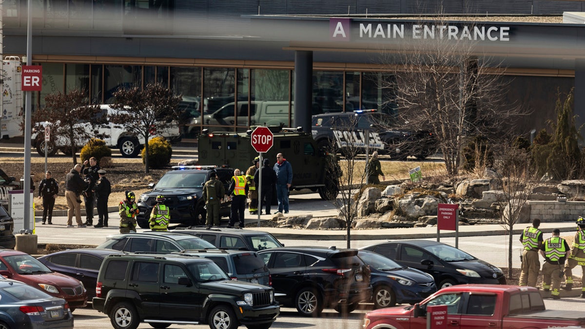Law enforcement respond to the scene of a shooting at UPMC Memorial Hospital in York, Pa. on Saturday.  