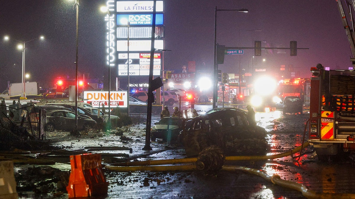 Philadelphia aircraft accident scene night time