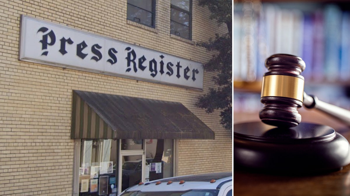 Clarksdale Press Register next to a judge's gavel