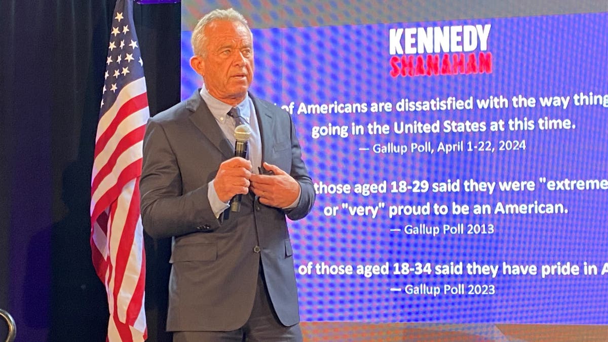 Robert F. Kennedy Jr. Brooklyn falou em uma campanha para a oferta independente do presidente em 1º de maio de 2024, em Nova York, Baro.