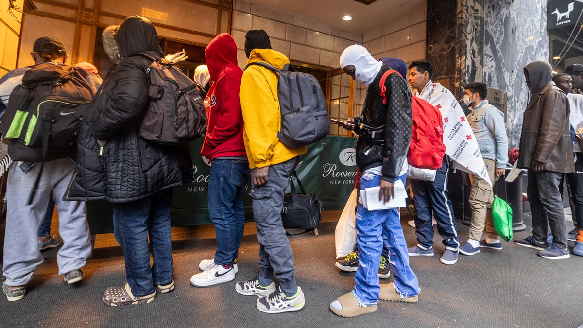 Migrants arrive at Hotel Roosevelt in NYC