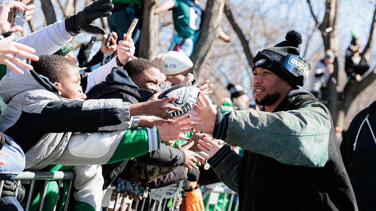 Saquon Barkley at the Eagles victory parade