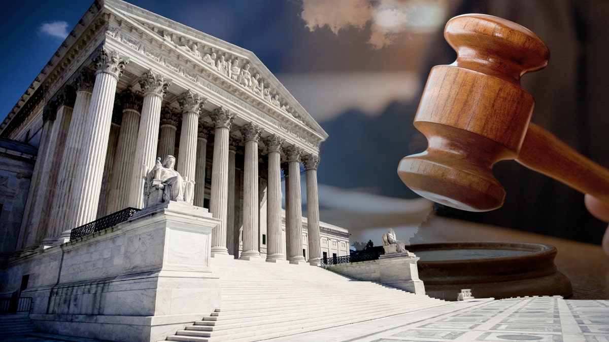 SCOTUS building and a gavel. 